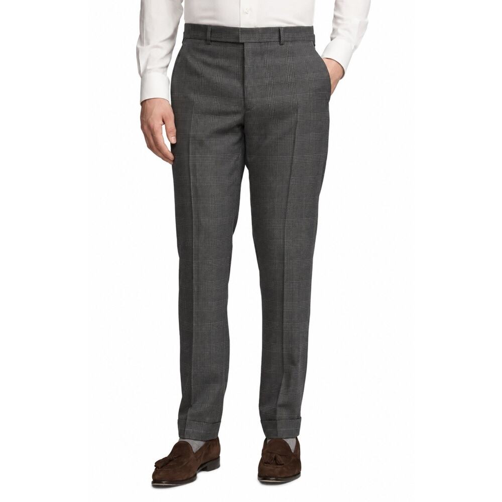 Lauren Ralph Lauren Dress Pants Mens 42x32 Gray Wool Plaid Stretch Straight Leg
